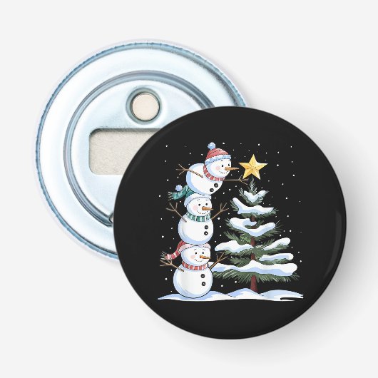 Snowman Merry Christmas Santa Claus Tree Snow Fami 栓抜き (正面)