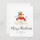 Snowman Merry Christmas Simple Cute Modern シーズンカード (正面/裏面)