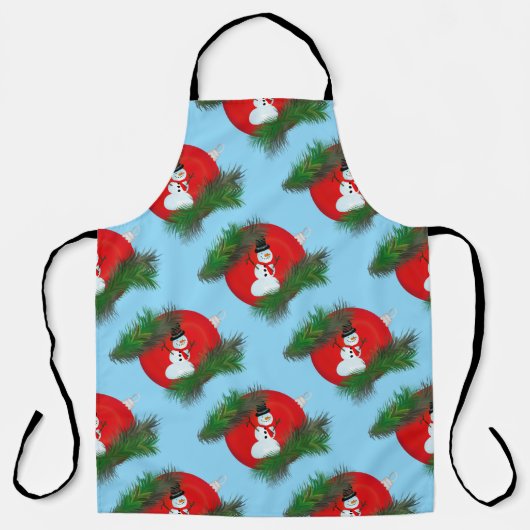 Snowman on ornament エプロン (正面)