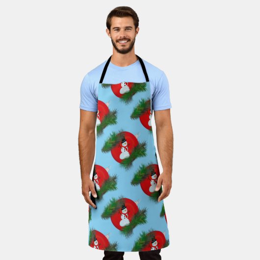 Snowman on ornament エプロン (着用した状態)