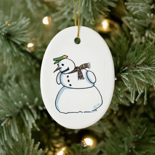 Snowman oval ceramic ornament セラミックオーナメント (ツリー)
