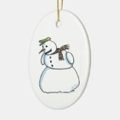 Snowman oval ceramic ornament セラミックオーナメント (左)