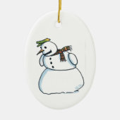 Snowman oval ceramic ornament セラミックオーナメント (正面)