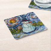 Snowman Paper Coaster Set スクエアペーパーコースター (アングル)