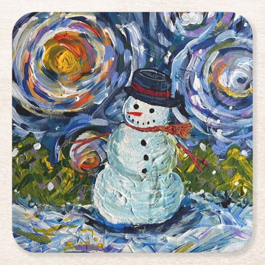 Snowman Paper Coaster Set スクエアペーパーコースター (正面)