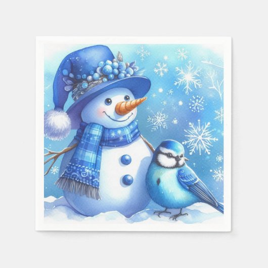 Snowman Paper Napkin スタンダードカクテルナプキン (正面)