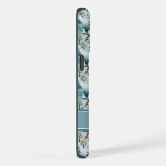 Snowman Pattern Phone Case with Custom Name iPhoneケース (右側面)