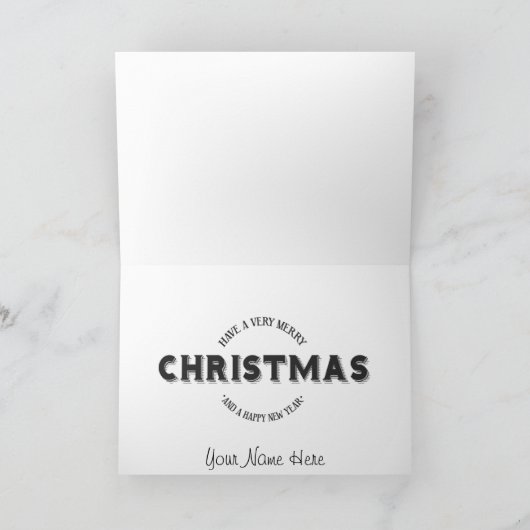 Snowman Peeking Personalized Christmas Card カード (内部)
