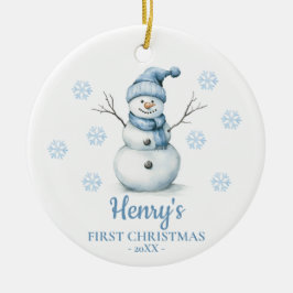 Snowman Personalized Baby's First Christmas セラミックオーナメント