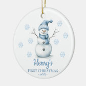 Snowman Personalized Baby's First Christmas セラミックオーナメント (左)