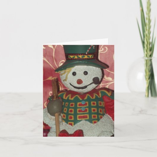 Snowman Photo Folded Note Card ノートカード (正面)