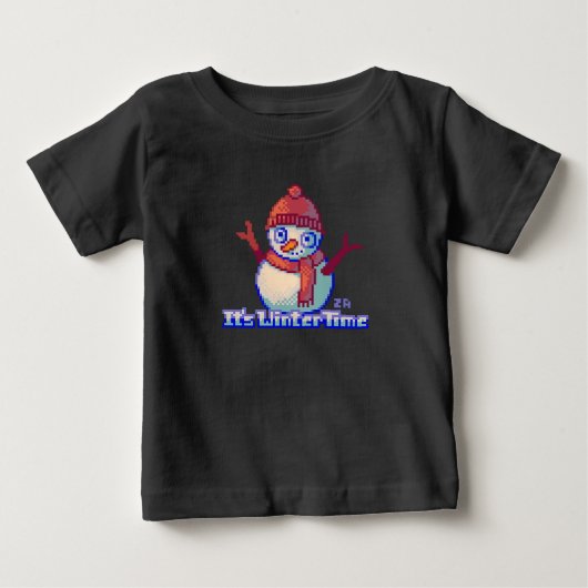 Snowman Pixel Art ベビーTシャツ (正面)