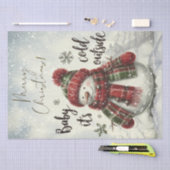 Snowman Plaid Winter Christmas Tissue Paper 薄葉紙 (クラフト)
