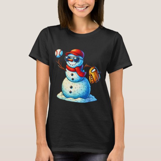 Snowman Playing Baseball As Tcher Boys Teens Chris Tシャツ (正面)