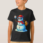 Snowman Playing Baseball As Tcher Boys Teens Chris Tシャツ (正面)