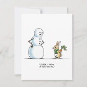 Snowman Rabbit Mystery Funny Xmas Greeting シーズンカード (正面)