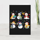 Snowman Reading Books Teacher Christmas Librarian  カード (正面)