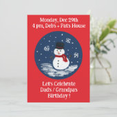 Snowman Red Birthday Party Invitation シーズンカード (スタンド正面)