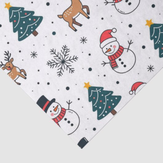 Snowman Reindeer Christmas Tree Pattern 薄葉紙 (詳細)