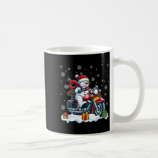 Snowman Riding Motorcycle Christmas Biker Funny Te コーヒーマグカップ (右)