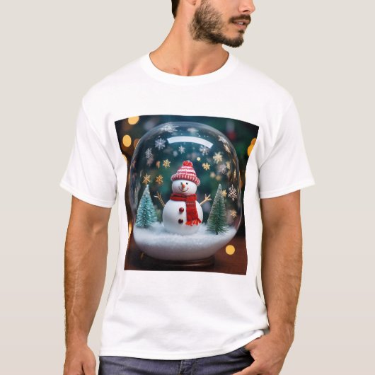 Snowman’s Delight: Festive Magic in a Globe Tシャツ (正面)