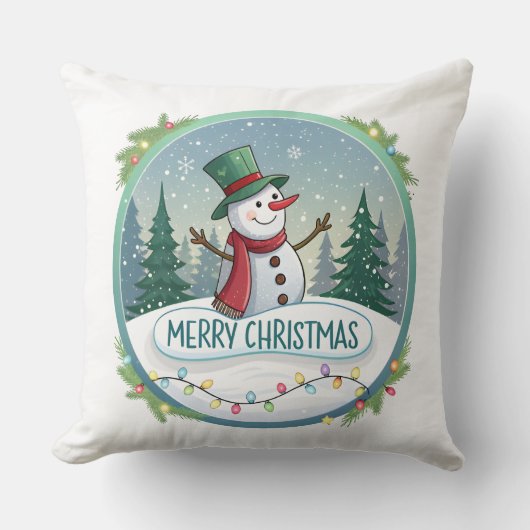 Snowman’s Joyful Christmas Welcome クッション (正面)