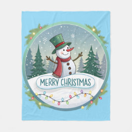 Snowman’s Joyful Christmas Welcome フリースブランケット