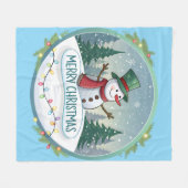 Snowman’s Joyful Christmas Welcome フリースブランケット (正面(横))