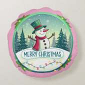 Snowman’s Joyful Christmas Welcome ラウンドクッション (裏面)
