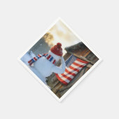 Snowman Saluting an American Flag スタンダードカクテルナプキン (角)