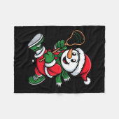 Snowman Santa Hat Playing Lacrosse Christmas Playe フリースブランケット (正面(横))