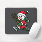 Snowman Santa Hat Playing Lacrosse Christmas Playe マウスパッド (マウス)