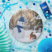 Snowman Scowling at a Rabbit ペーパープレート (パーティー)