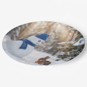 Snowman Scowling at a Rabbit ペーパープレート (アングル)