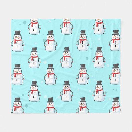 Snowman Seamless Pattern  フリースブランケット (正面(横))