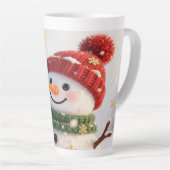 Snowman Selfie Christmas Latte Mug カフェラテマグ (右アングル)