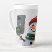 Snowman Selfie Christmas Latte Mug カフェラテマグ (左アングル)