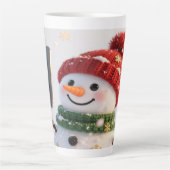 Snowman Selfie Christmas Latte Mug カフェラテマグ (正面)