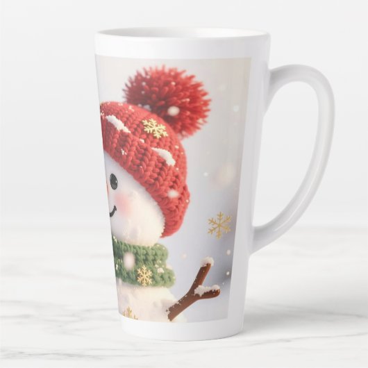 Snowman Selfie Christmas Latte Mug カフェラテマグ (右)