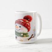 Snowman Selfie Christmas Mug コーヒーマグカップ (正面右)
