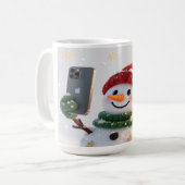 Snowman Selfie Christmas Mug コーヒーマグカップ (正面左)