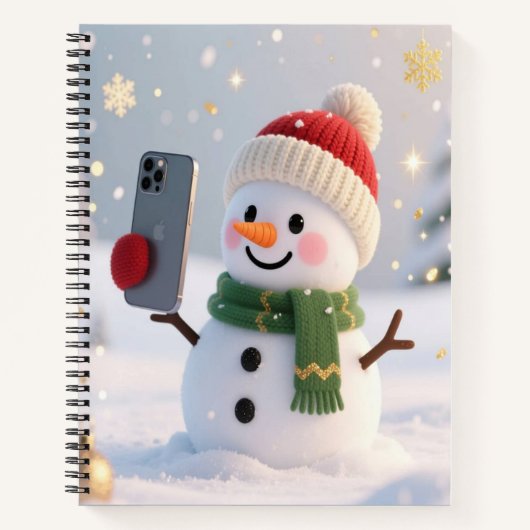 Snowman Selfie Christmas Notebook ノートブック (正面)