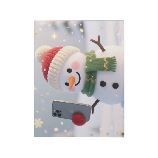 Snowman Selfie Christmas Notepad ノートパッド (回転)