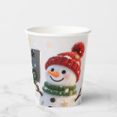 Snowman Selfie Holiday Paper Cup 紙コップ (正面)