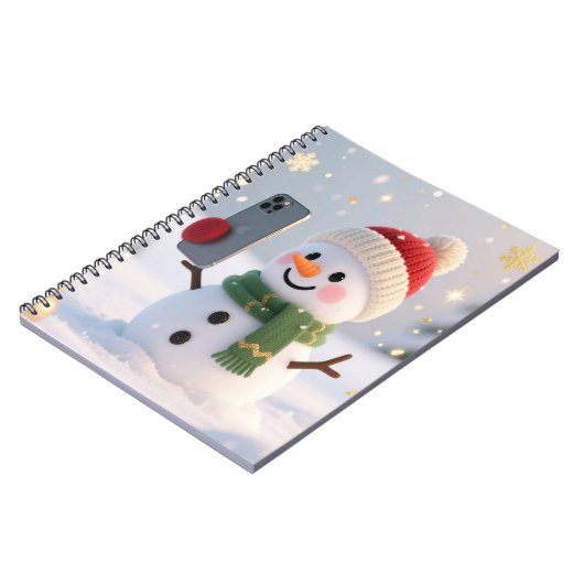 Snowman Selfie Spiral Photo Notebook ノートブック (左側)