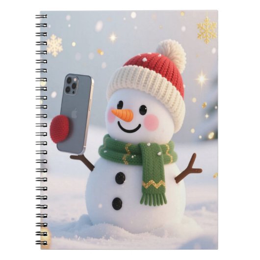 Snowman Selfie Spiral Photo Notebook ノートブック (正面)