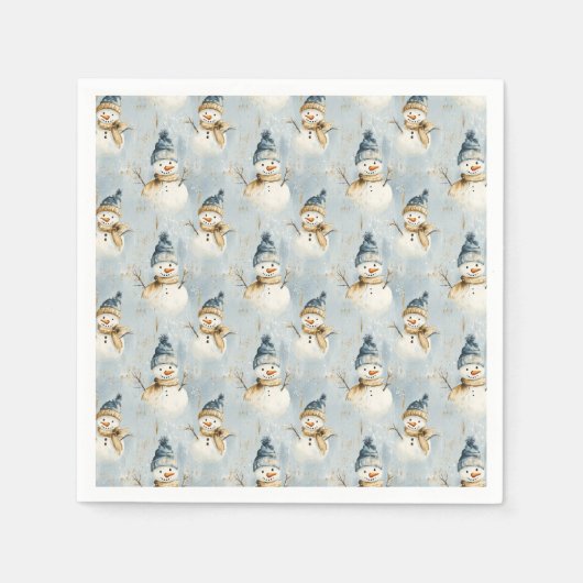 Snowman Serenade スタンダードカクテルナプキン (正面)