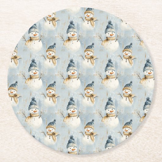 Snowman Serenade ラウンドペーパーコースター (正面)
