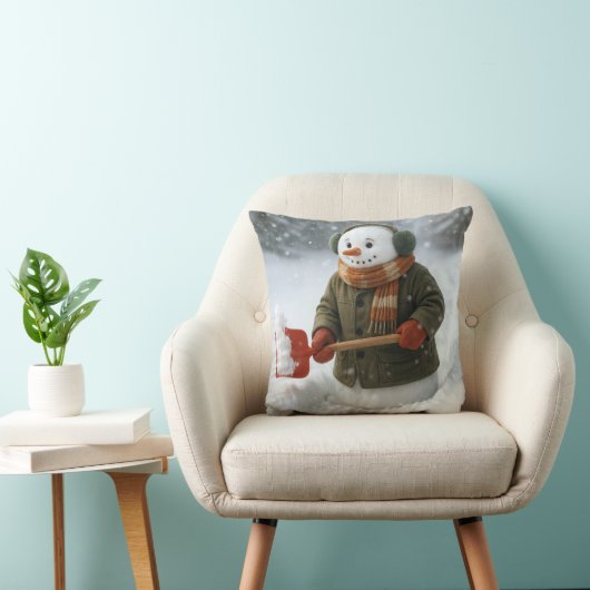 Snowman Shoveling Snow クッション (椅子)
