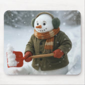 Snowman Shoveling Snow マウスパッド (正面)